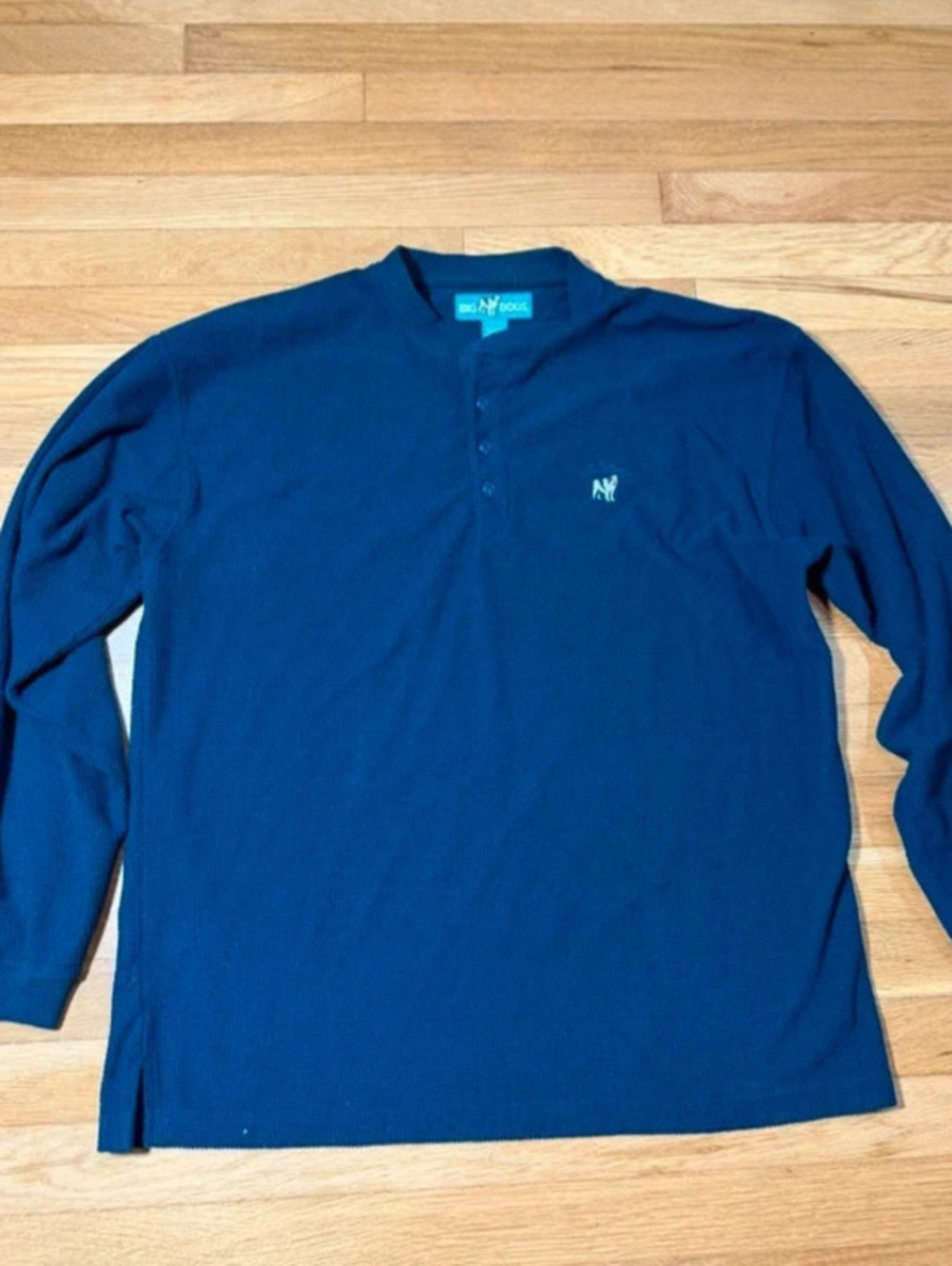 2000's Big Dogs Brand Navy Thermal Henley Long Sleeve Size L